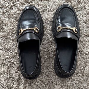 H&M Black Loafers with Gold Detail